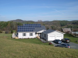 The Jordan house, showing its solar array.